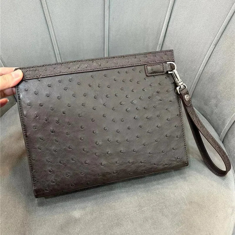 Pochette Mercury en Cuir d'Autruche marron 2