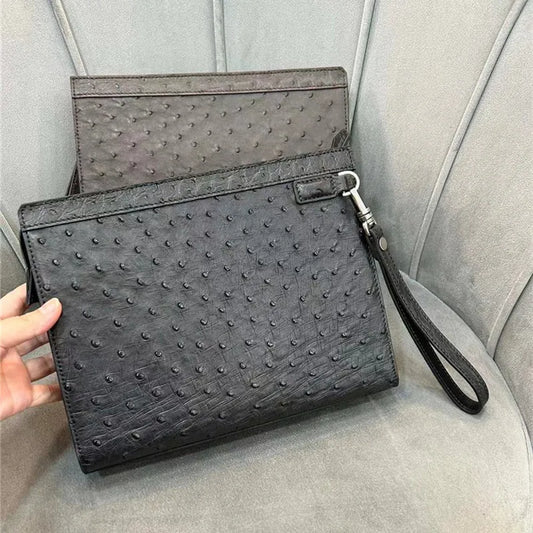 Pochette Mercury en Cuir d'Autruche Noire