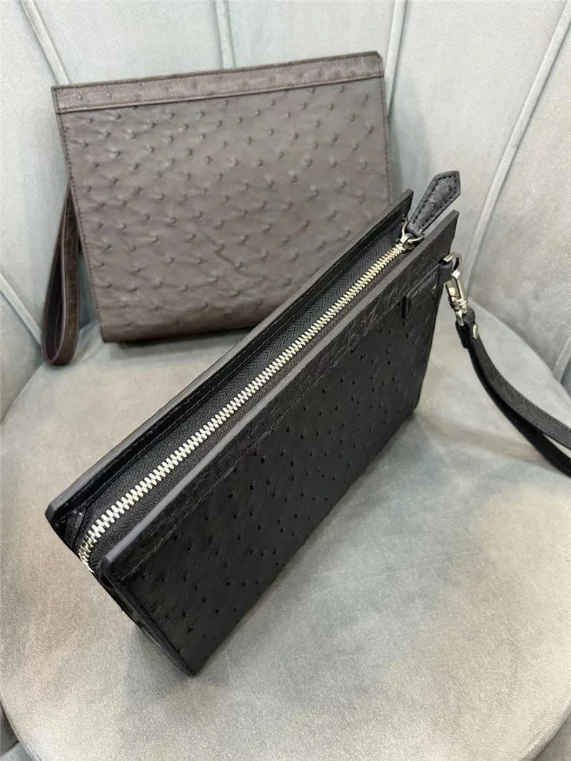 Pochette Mercury en Cuir d'Autruche Noire Vue dessus