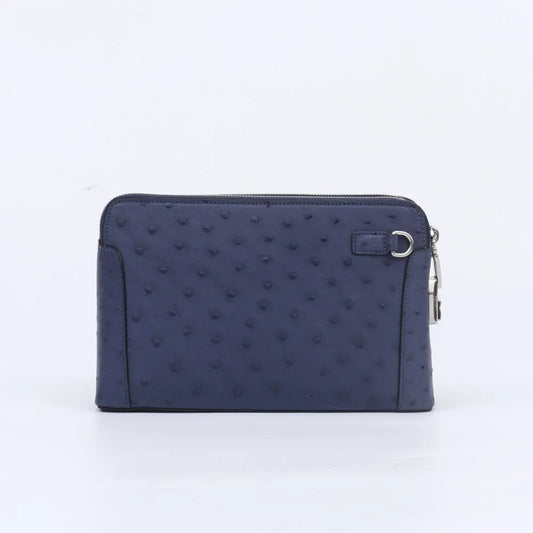 Pochette Nairobi en Cuir d'Autruche Véritable Blue