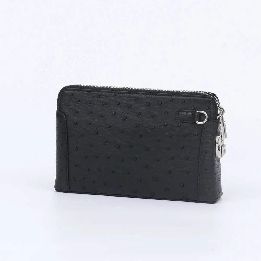 Pochette Nairobi en Cuir d'Autruche Véritable Black