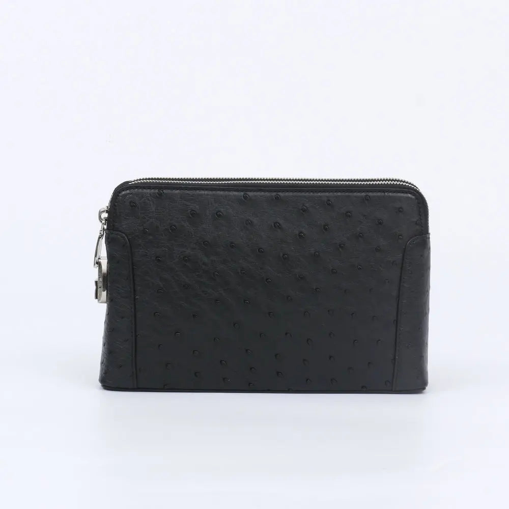 Pochette Nairobi en Cuir d'Autruche Véritable Black Dos