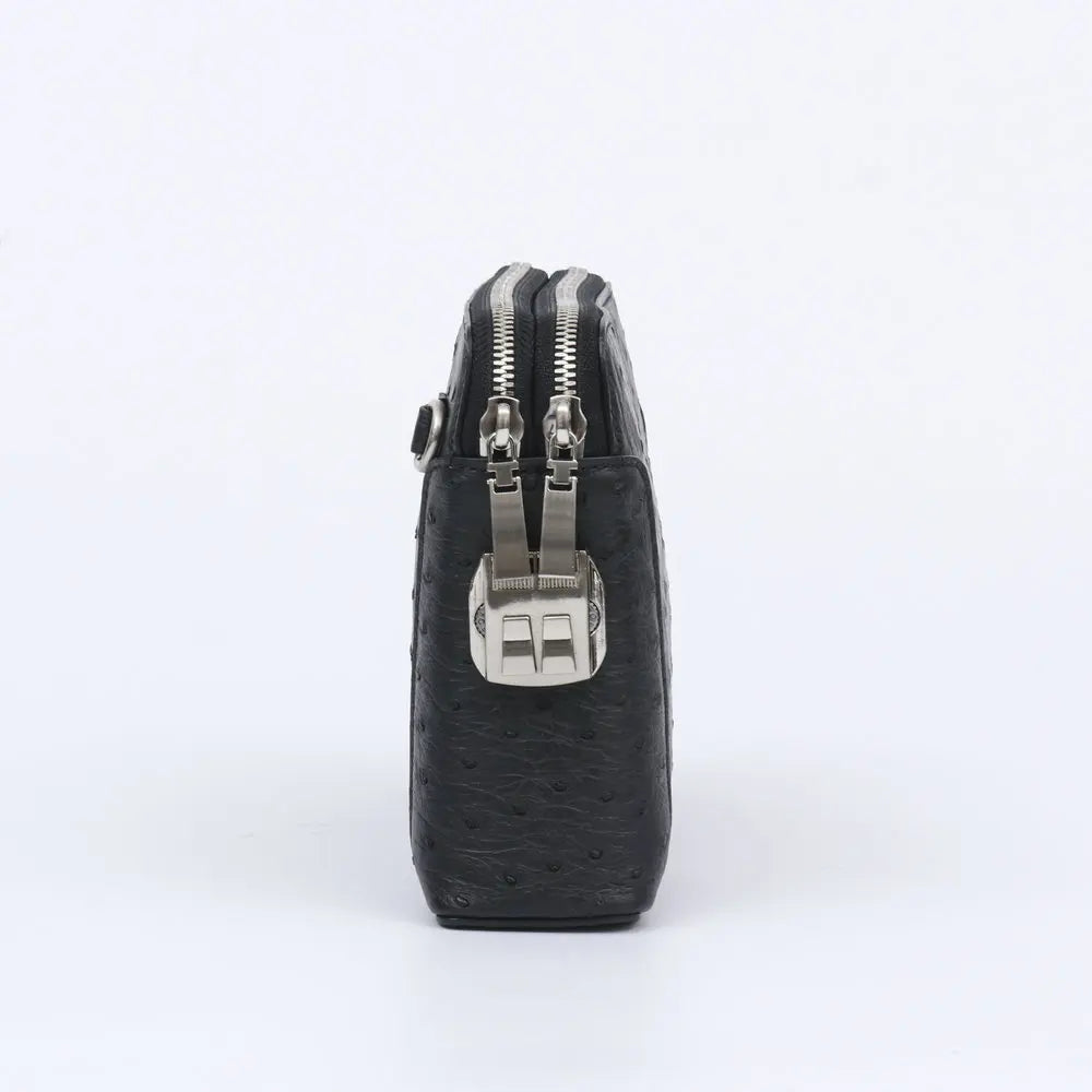 Pochette Nairobi en Cuir d'Autruche Véritable Black Profile