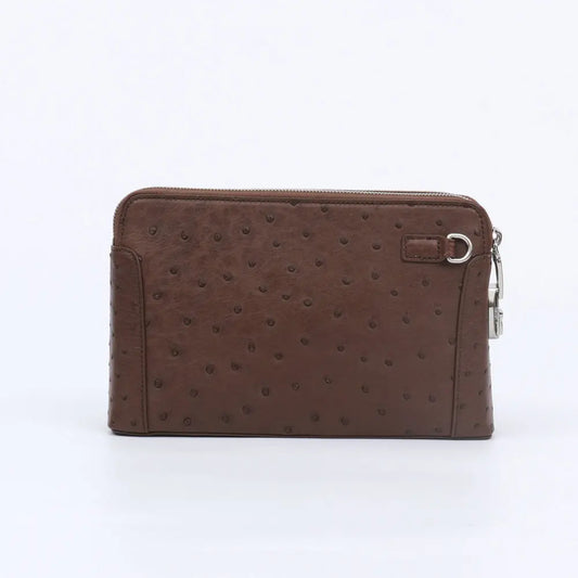 Pochette Nairobi en Cuir d'Autruche Véritable Brown 