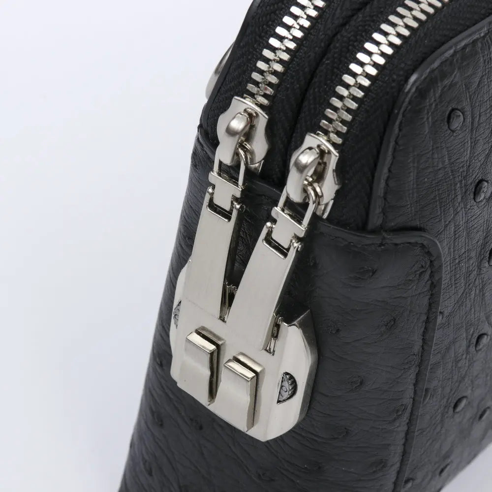 Pochette Nairobi en Cuir d'Autruche Véritable Détails Fermetures