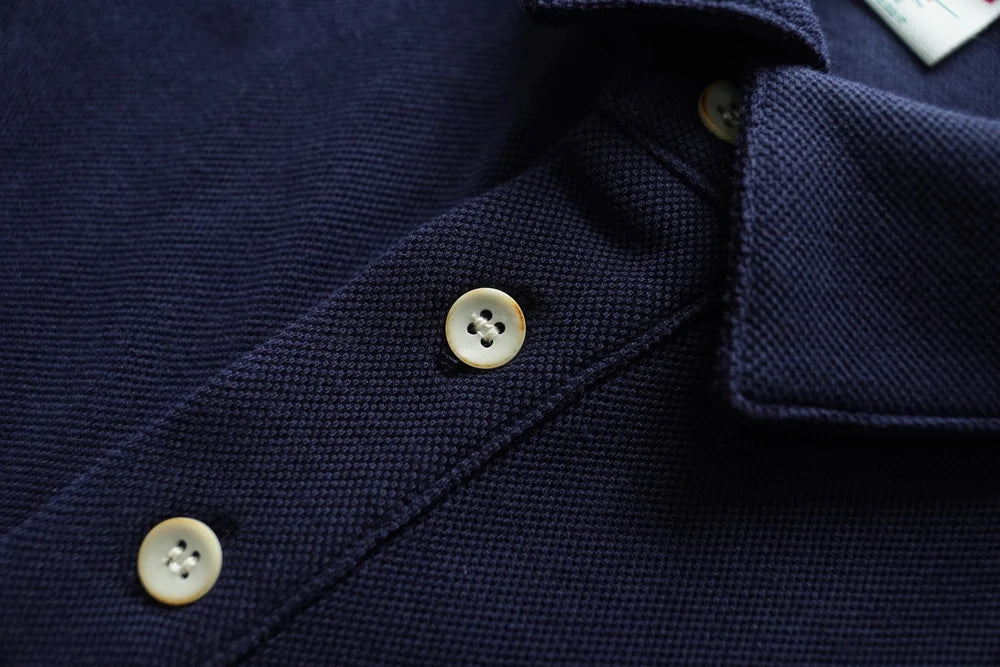 Polo Séoul 100% Coton Haute Qualité Bleu Détails Qualité