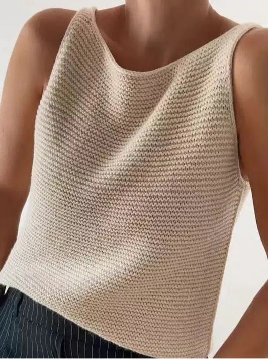 Débardeur tricot fin, sans manches, laine douce et souple, coupe carrée, emmanchures dégagées | SuzzaneMarket