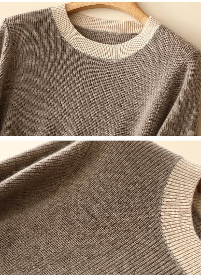 Pull en cachemire bi-colore avec col contrasté, matière douce, coupe loose fit - LOOP |SuzzaneMarket