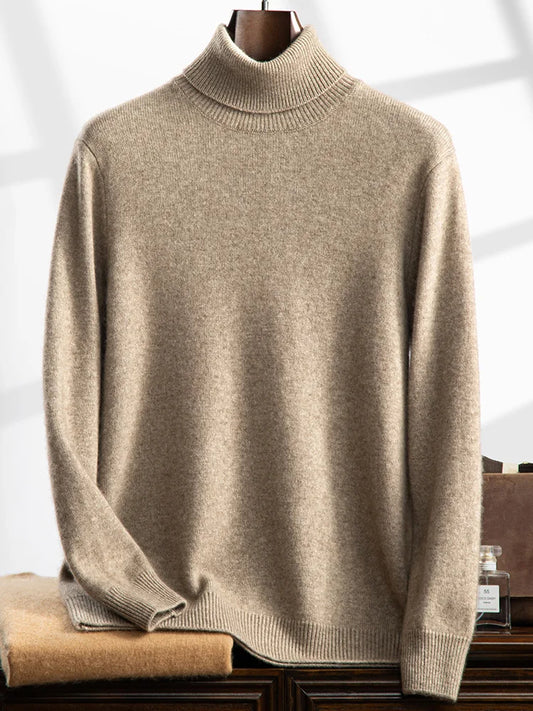 Pull à Col Roulé Roma 100% Cachemire Camel
