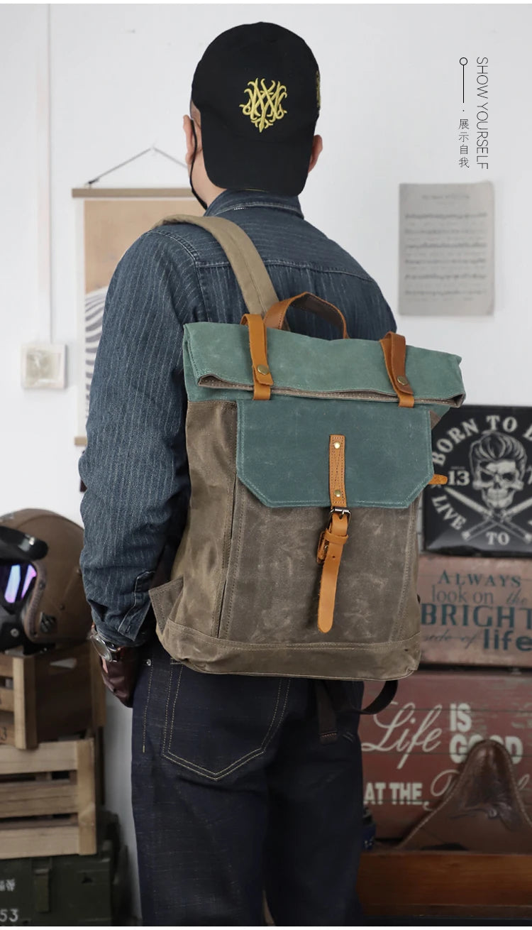 Sac à Dos Hanoî en Toile Waterproof, Qualité Militaire, Green