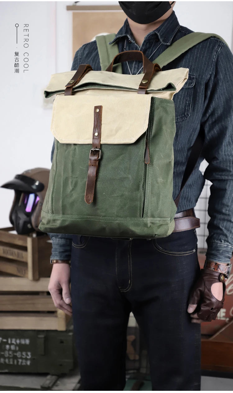 Sac à Dos Hanoî en Toile Waterproof, Qualité Militaire, Beige 
