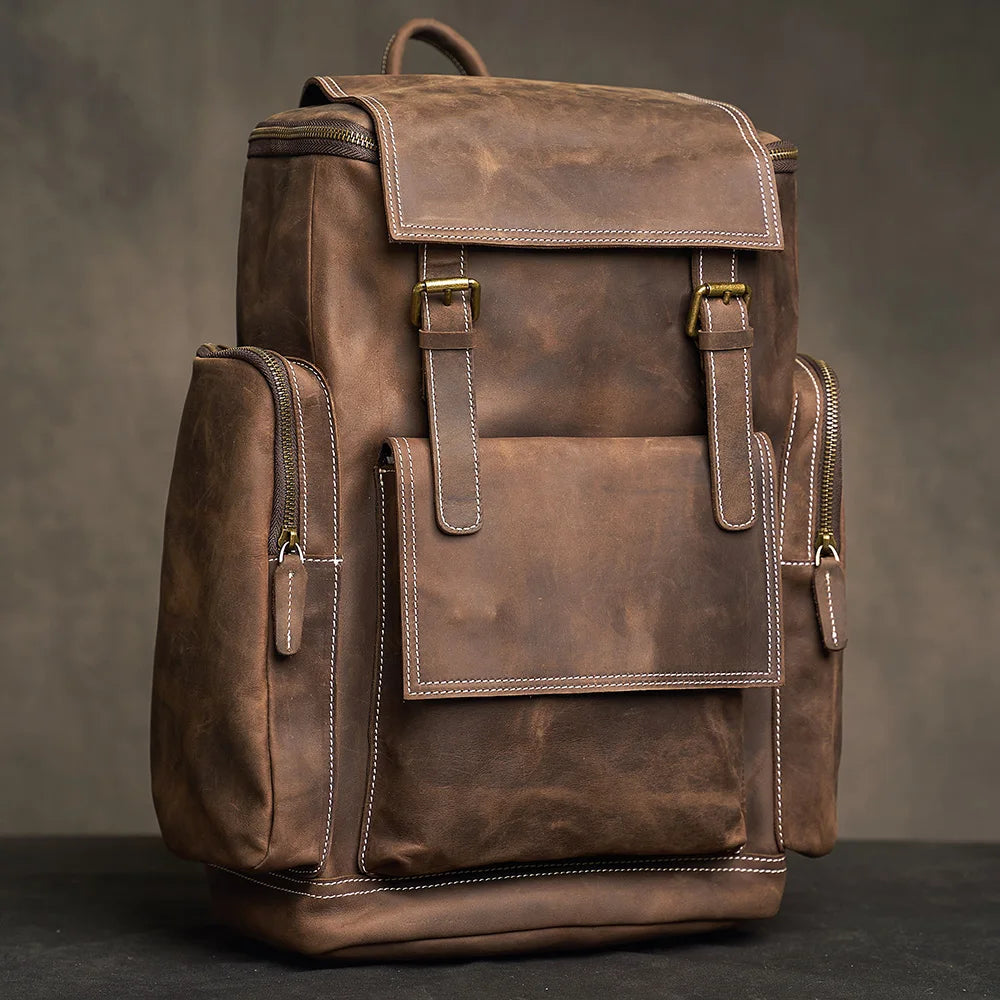 Sac à Dos Noru en Cuir Véritable, Coffee