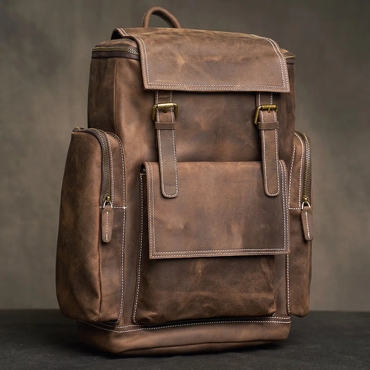 Sac à Dos Noru en Cuir Véritable, Coffee