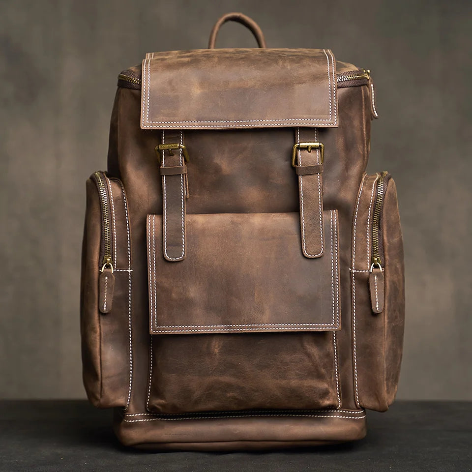 Sac à Dos Noru en Cuir Véritable, Coffee