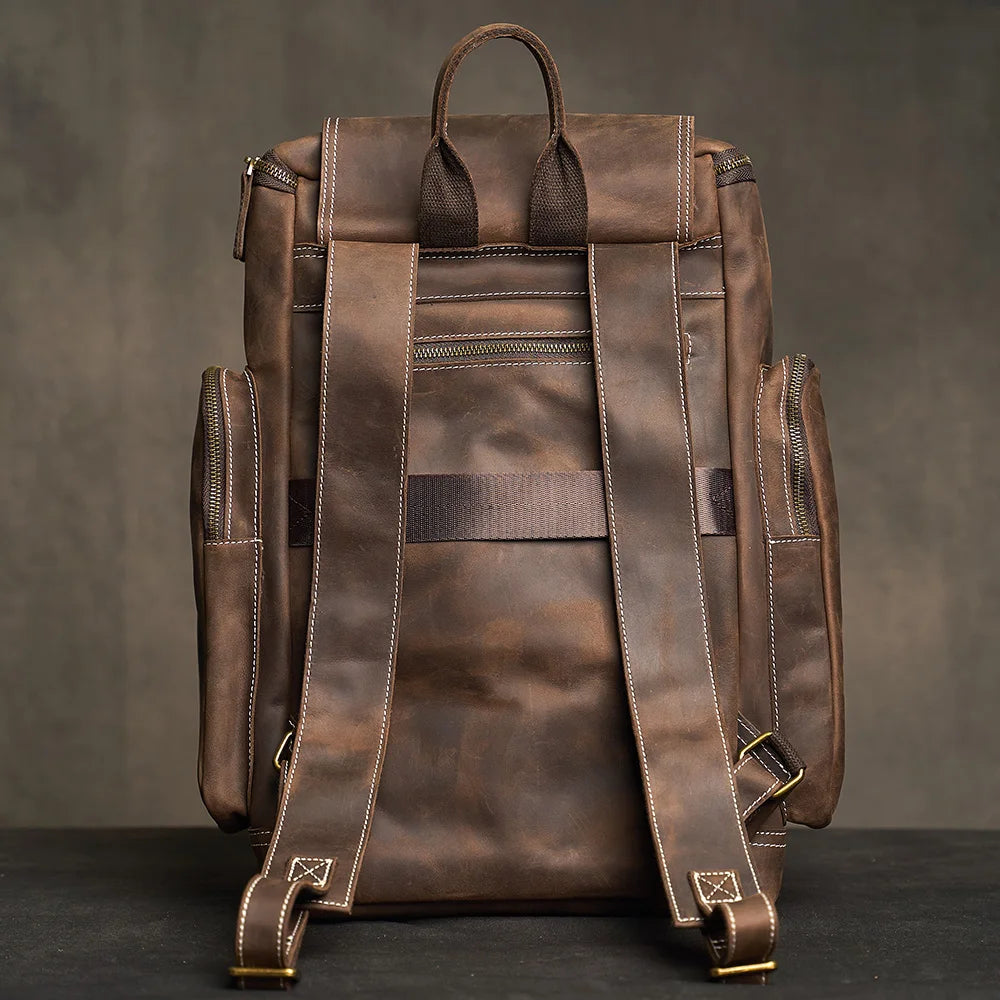 Sac à Dos Noru en Cuir Véritable, Coffee Arrière