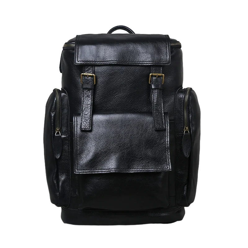 Sac à Dos Noru en Cuir Véritable, Noir