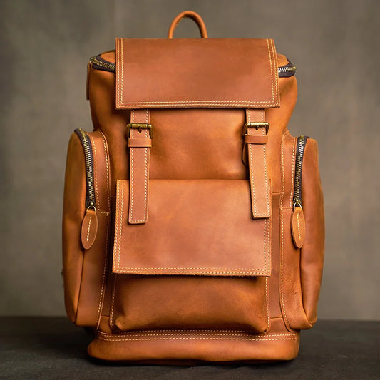 Sac à Dos Noru en Cuir Véritable, Vintage Brown 