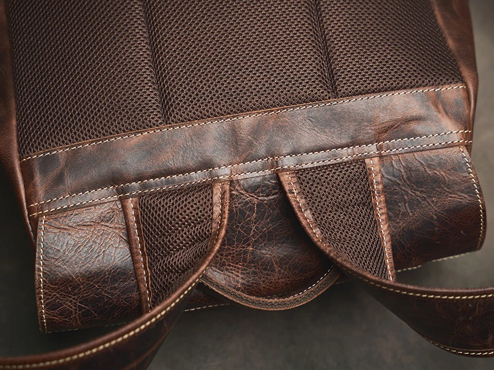 Sac à Dos Ojima en Cuir Véritable, Dark Coffee Détails Qualité