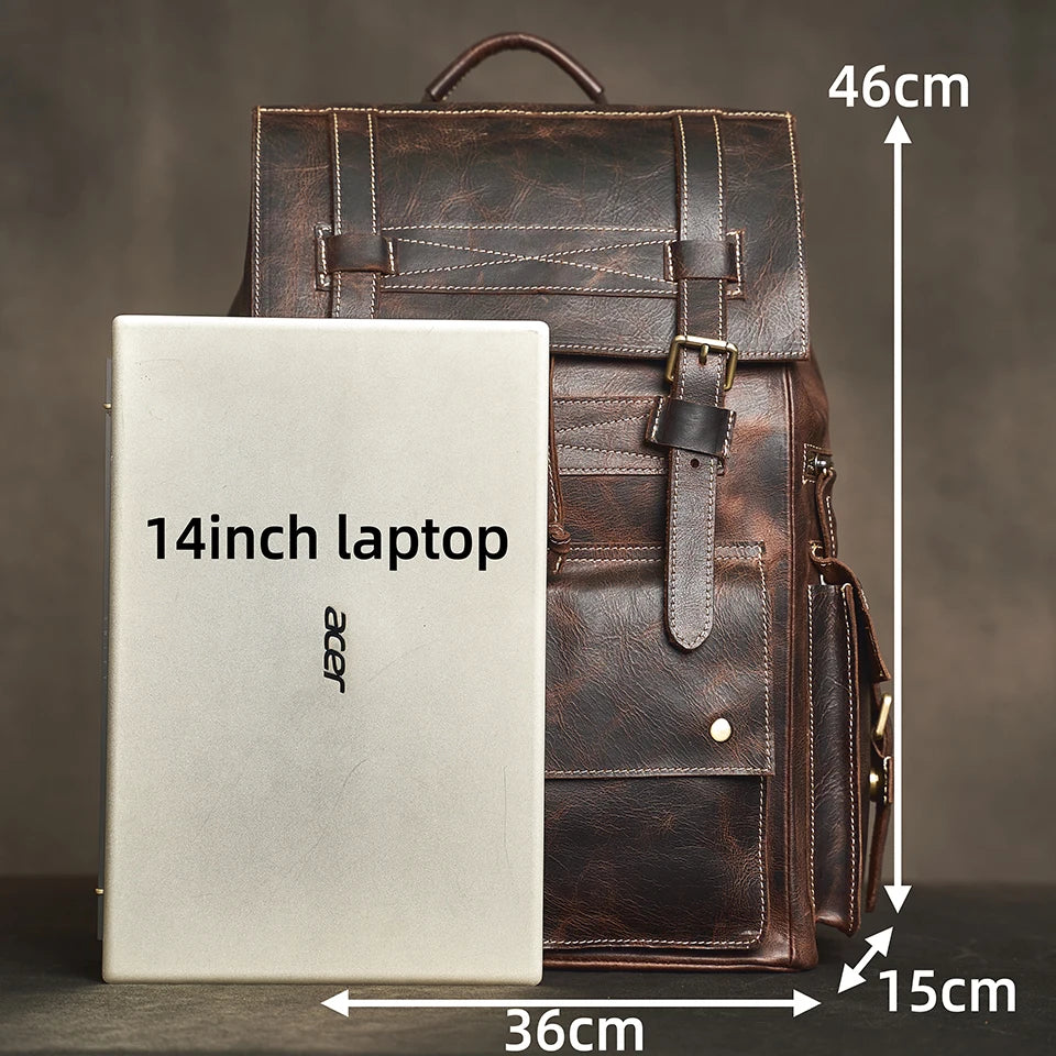 Sac à Dos Ojima en Cuir Véritable, Dark Coffee Dimensions 