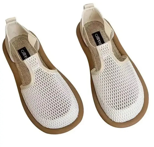 T-Bar Maille Textile Sandales en textile maille avec brides élastiques, semelle intérieure en chanvre | SuzzaneMarket