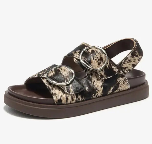 Sandales Cuir Poulain LASO avec double brides et semelle épaisse, disponible en 3 couleurs | SuzzaneMarket