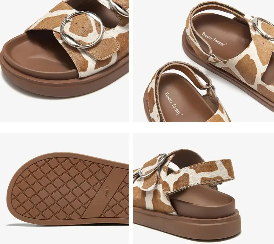 Sandales Cuir Poulain LASO, design double brides larges, semelle épaisse confort. 3 couleurs disponibles | SuzzaneMarket