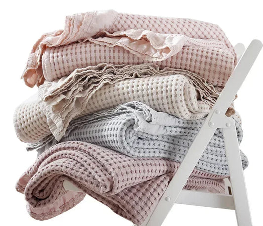 Plaid en coton gaufré pour pique-nique, disponible en 4 couleurs, 150x200 cm, idéal pour les journées ensoleillées | SuzzaneMarket