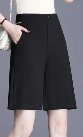 Bermudas Ville Quotidien en noir, coton et polyester, taille haute, poches latérales, confort optimal | SuzzaneMarket