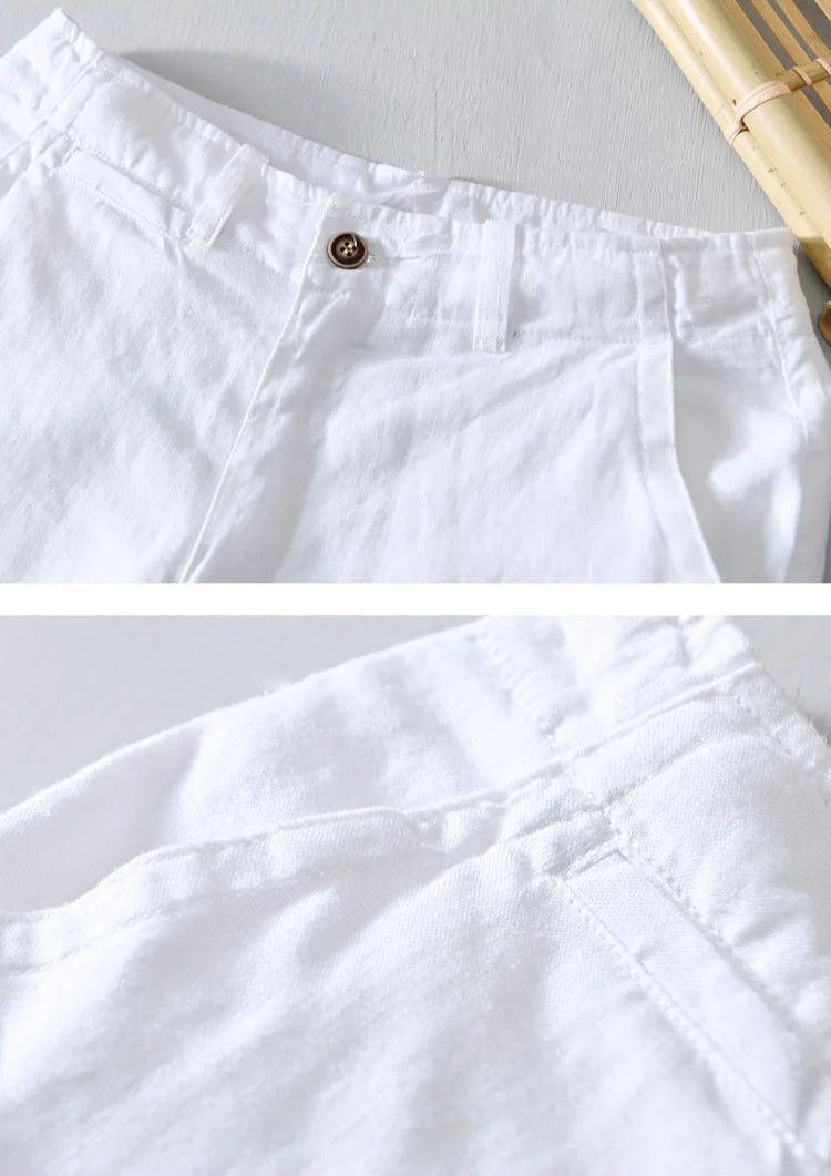 Short Provence 100% Lin Blanc Détails