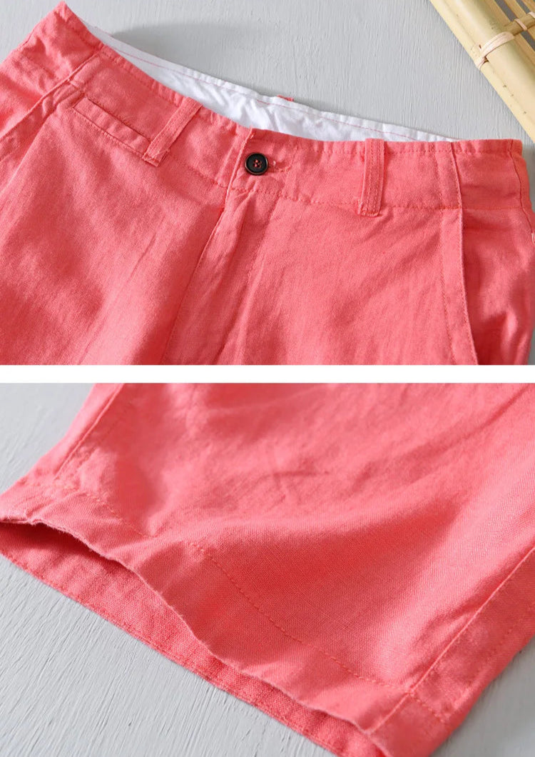 Short Provence 100% Lin Rouge Pale Détails