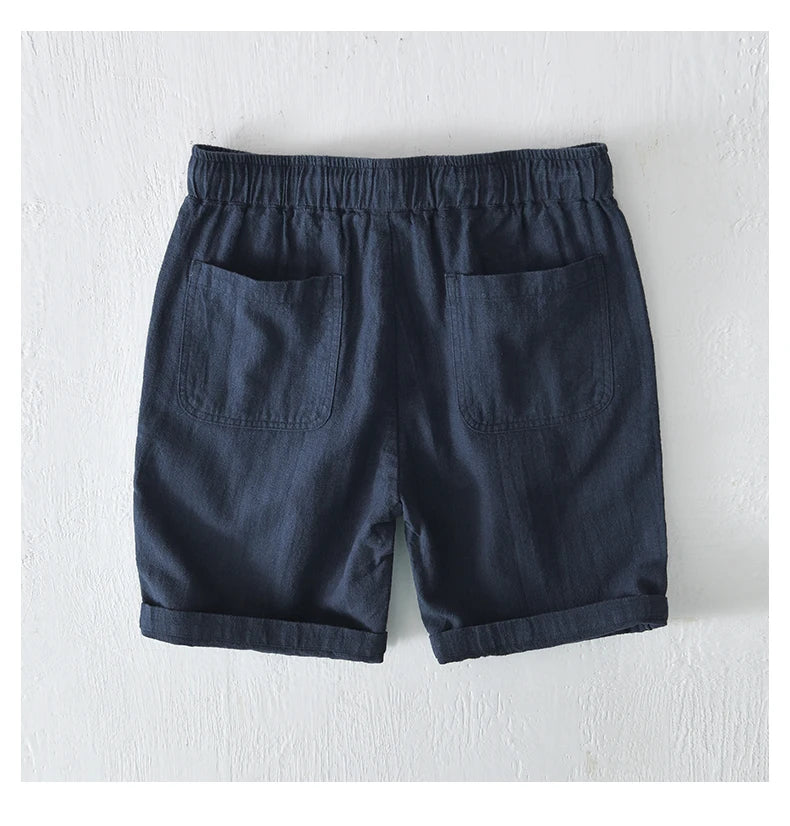 Short Toscane Coton/Lin Bleu Arrière