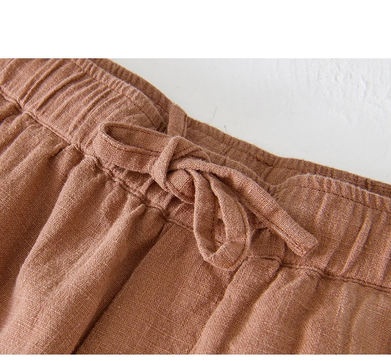 Short Toscane Coton/Lin Ocre Détails Ficelle 