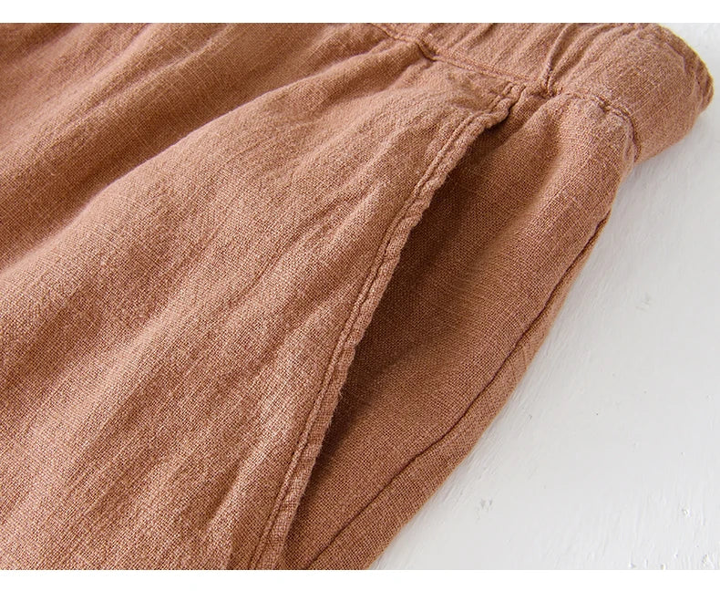 Short Toscane Coton/Lin Ocre Détails Poche