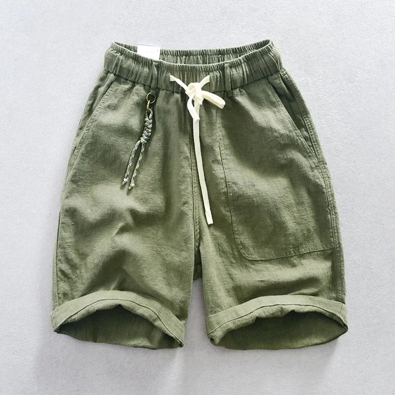 Short Valence Coton/Lin Vert Amée