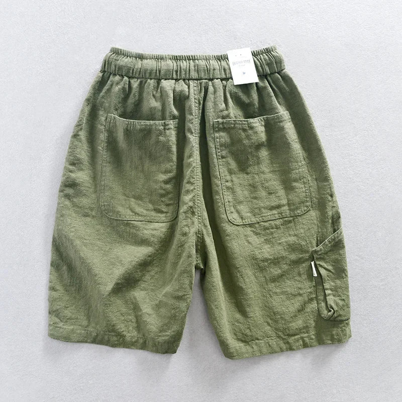 Short Valence Coton/Lin Vert Vue Arrière