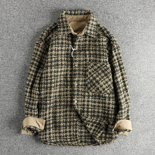 Sur-Chemise Farmer Rétro Tweed, Dark-Green