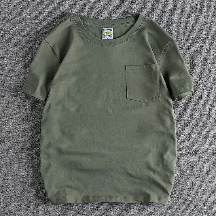 T-Shirt Basic avec Poche 100% Coton Army Green
