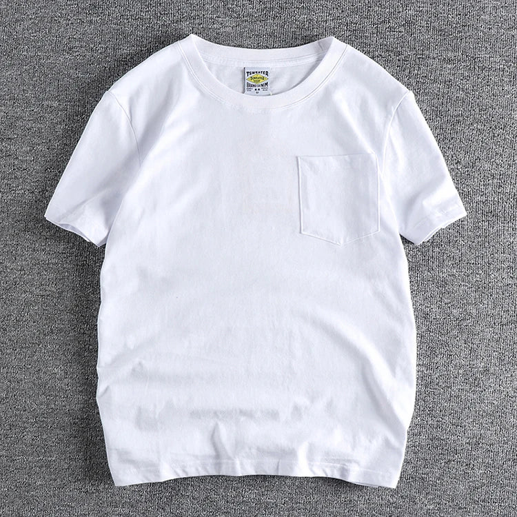 T-Shirt Basic avec Poche 100% Coton Blanc