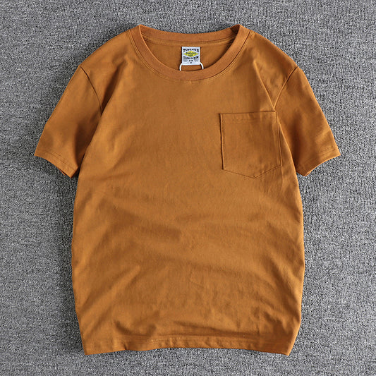 T-Shirt Basic avec Poche 100% Coton  Camel