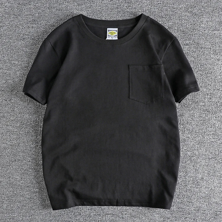 T-Shirt Basic avec Poche 100% Coton Noir