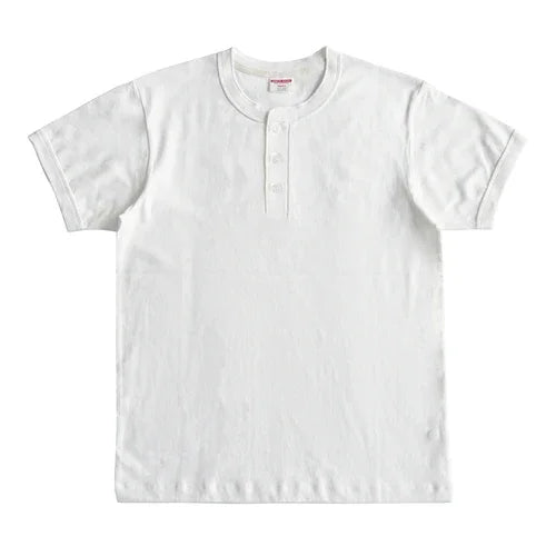 T-Shirt Col Henry 100% Coton Haute Qualité Blanc