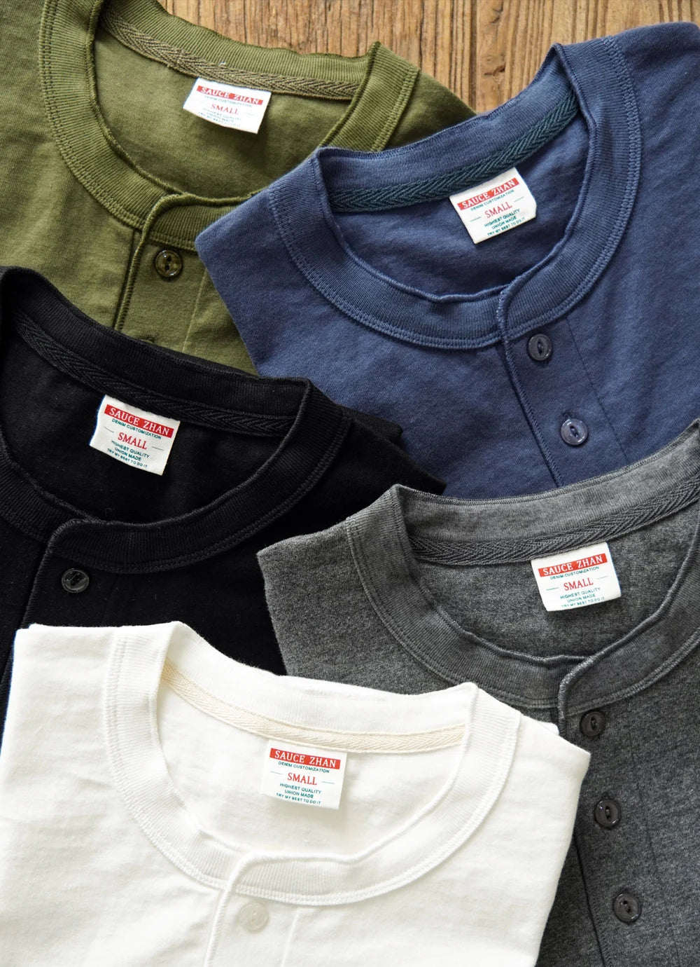 T-Shirt Col Henry 100% Coton Haute Qualité Détails 3