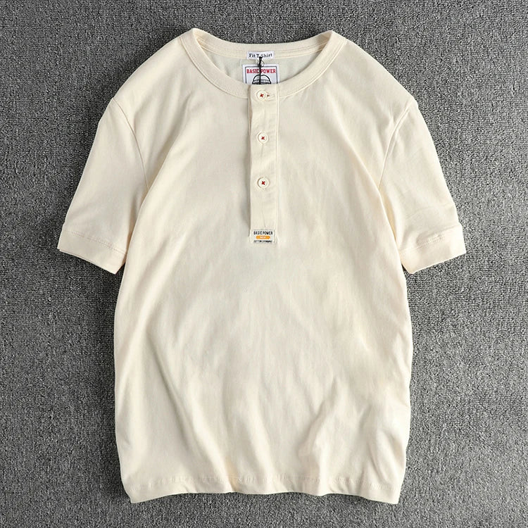 T-Shirt Djerba Col Henry 100% coton Crème
