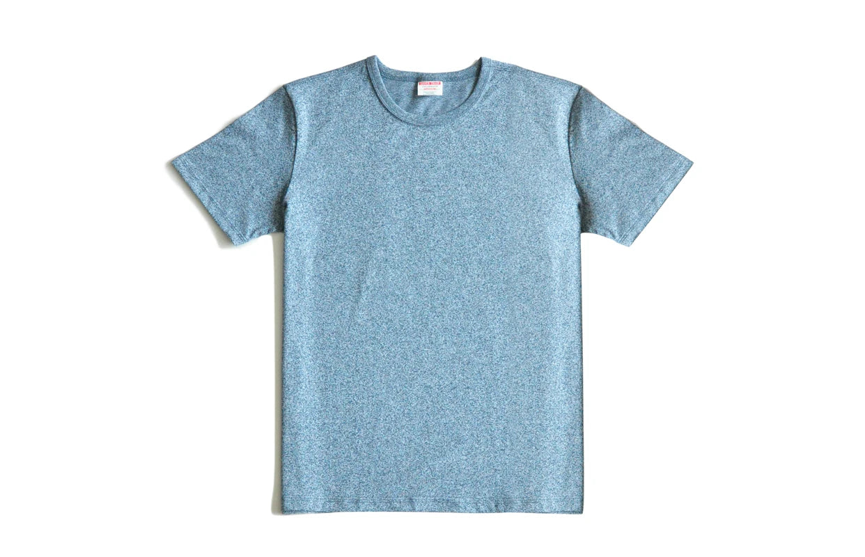 T-Shirt Fuji Chiné 100% Coton Supérieur Bleu Clair