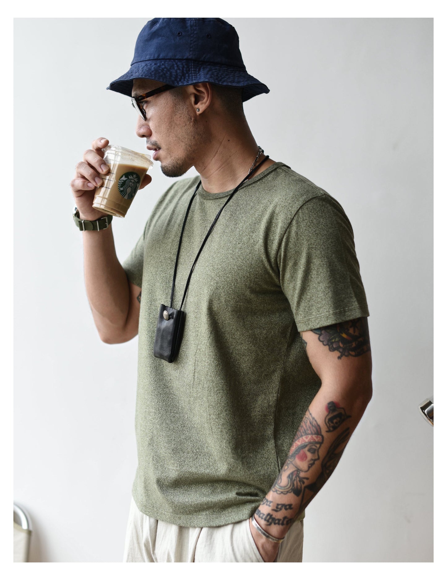 T-Shirt Fuji Chiné 100% Coton Supérieur Vert 1
