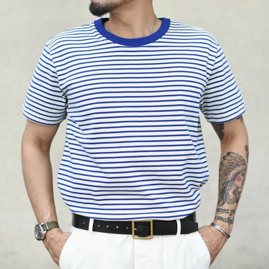 T-Shirt Marinière Bleu 100% Coton Haute Qualité