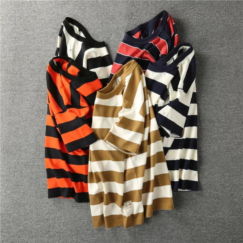 T-Shirt Rayé Bandes Larges 100% Coton 