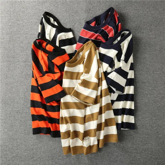 T-Shirt Rayé Bandes Larges 100% Coton 