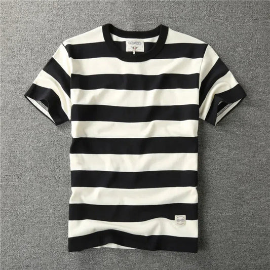 T-Shirt Rayé Bandes Larges Noires 100% Coton 