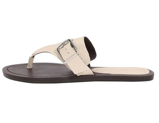 Tongs Souples Chics TIRIS, cuir synthétique, semelle lisse, bride décorative | SuzzaneMarket